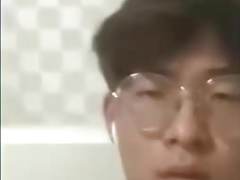 Korean boy with glasses cum frontal to camera