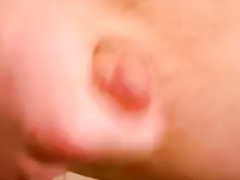 Twink jerks off and cums while peeing