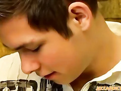 Handsome twink Cristian solo jerks off and sprays big cum