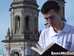 Older gay priest bareback fucks young skinny ass until cum