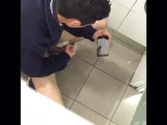 Caught brazilian boy cumming twice in restroom