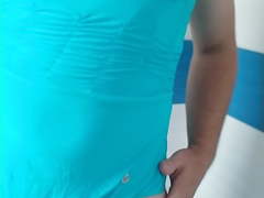 Boy in one piece swimsuit mom