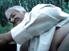 Grandpa outdoor with a boy