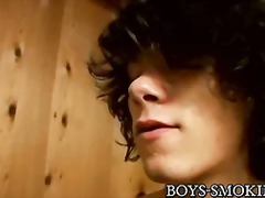 Young gay cigarette smokers kissing and ass drilling