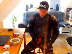 Another dainese biker leather jacket smoke and wank