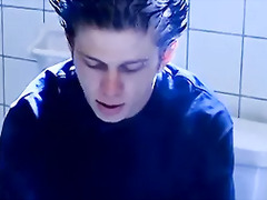 Cigar smoker jerks off in the bathroom and cums solo